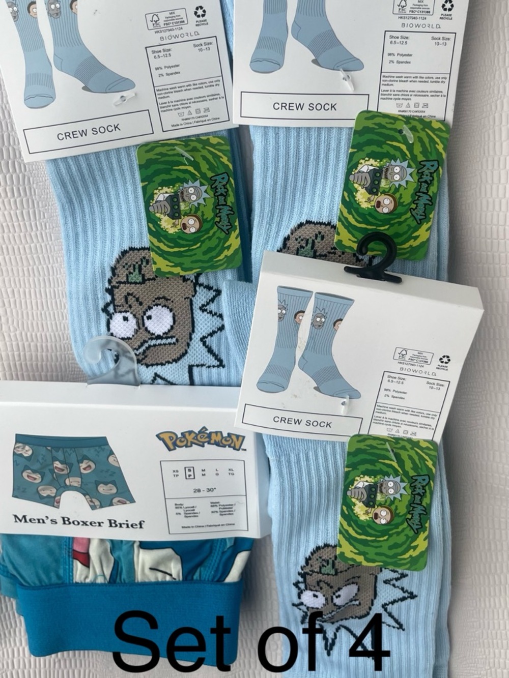 Light Blue Rick & Morty Crew Socks — Licensed Graphic Athletic Socks and Briefs